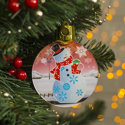 Подвеска световая с динамикой "Снеговик" от батареек 2032 (в комплекте), БЕЛЫЙ - фото 2029975