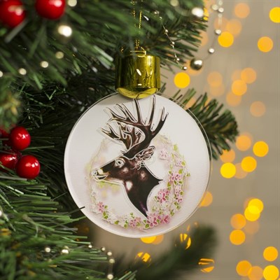 Подвеска световая с динамикой "Олень" от батареек 2032 (в комплекте), БЕЛЫЙ - фото 2029986