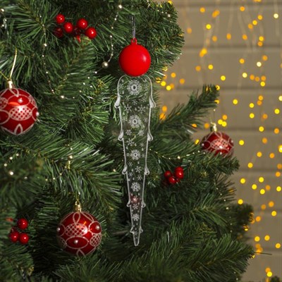 Сосулька светодиодная с динамикой "Снежинки" 30 см, бат. 2032 (в комплекте) БЕЛЫЙ - фото 2029993