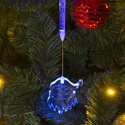 Игрушка светящаяся подвесная "Дед Мороз" на 1 трубке, 8х9 см, батарейки в комплекте - фото 2029997