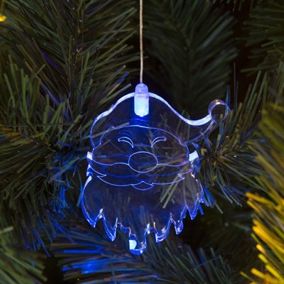 Игрушка светящаяся подвесная "Дед Мороз" на 1 трубке, 8х9 см, батарейки в комплекте - фото 2030000