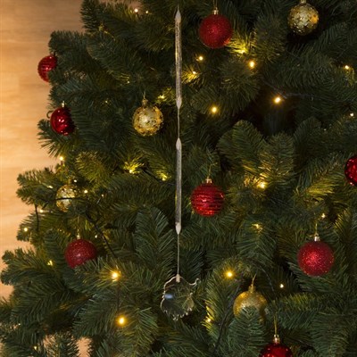 Игрушка светящаяся подвесная "Дед Мороз" на 2 трубках (батарейки в комплекте) 7х8 см - фото 2030023