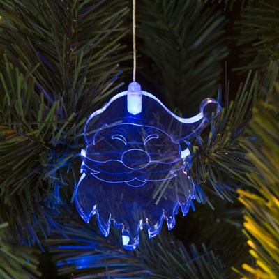 Игрушка светящаяся подвесная "Дед Мороз" на 2 трубках (батарейки в комплекте) 7х8 см - фото 2030024