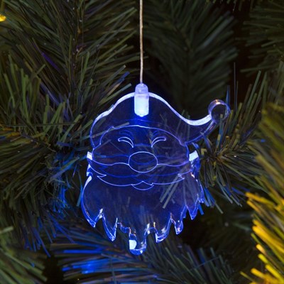 Игрушка светящаяся подвесная "Дед Мороз 7х8 см" на 3 трубках (батарейки в комплекте) - фото 2030030