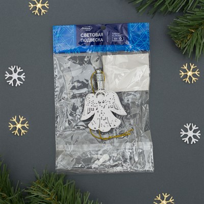 Подвеска световая "Ангел" (батарейки в комплекте), 7 см, 1 LED, Т/БЕЛЫЙ - фото 2030059