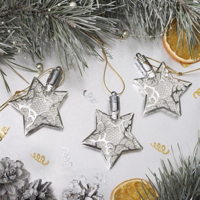 Подвеска световая "Звезда серебряная" (батарейки в комплекте), 8 см, 1 LED, RGB - фото 2030066