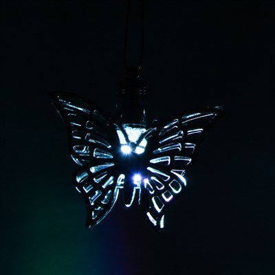 Подвеска световая "Бабочка серебряная" (батарейки в комплекте), 5,5 см, 1 LED, RGB - фото 2030069