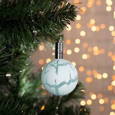 Игрушка световая "Елочный шар узоры краской" 5 см, 1 LED, RGB, ГОЛУБОЙ - фото 2030111