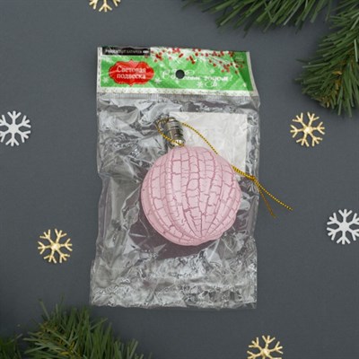 Игрушка световая "Елочный фонарик узоры краской" 5 см, 1 LED, RGB, РОЗОВЫЙ - фото 2030116