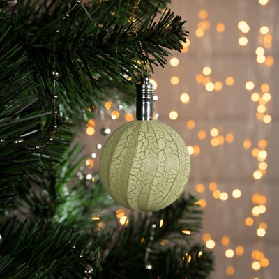 Игрушка световая "Елочный фонарик узоры краской" 5 см, 1 LED, RGB, ЗЕЛЕНЫЙ - фото 2030123