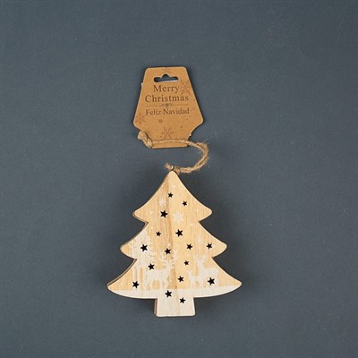 Подвеска световая  елочка "Олень в лесу", 12х12х2 см, 4 LED, бат.(в комп), Т/БЕЛЫЙ - фото 2030159