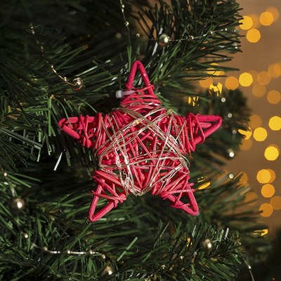 Подвеска световая "Звезда красная" (батарейки в комплекте), 9х9х2 см, 20 LED, Т/БЕЛЫЙ - фото 2030170