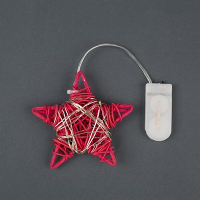 Подвеска световая "Звезда красная" (батарейки в комплекте), 9х9х2 см, 20 LED, Т/БЕЛЫЙ - фото 2030171