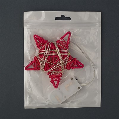 Подвеска световая "Звезда красная" (батарейки в комплекте), 9х9х2 см, 20 LED, Т/БЕЛЫЙ - фото 2030173