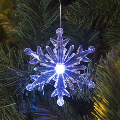 Игрушка светящаяся подвесная "Снежинка 8х8см" на 3 трубках (батарейки в комплекте) - фото 2030217