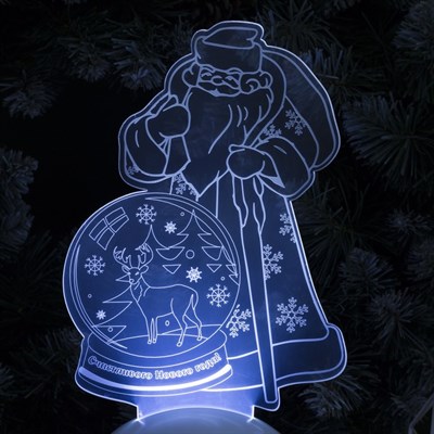 Подставка световая "Дед Мороз,Олень в шаре",25х15.5 см, 7 LED, 3хААА (не в компл.), БЕЛЫЙ - фото 2030236