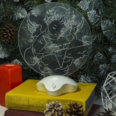 Подставка световая "Ангел", 22.5х19 см, 7 LED, SMD3528, 3хААА (не в компл.), ТЕПЛО-БЕЛЫЙ - фото 2030249