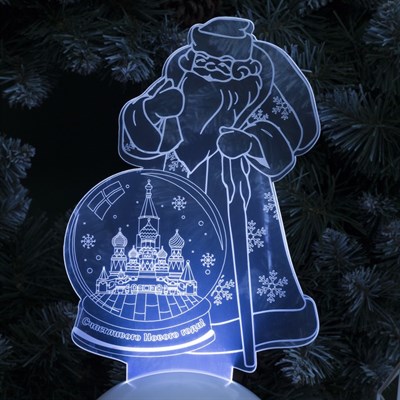 Подставка световая "Дед Мороз, Москва" 25х15.5 см, 7 LED, 3хААА (не в компл.), БЕЛЫЙ - фото 2030271