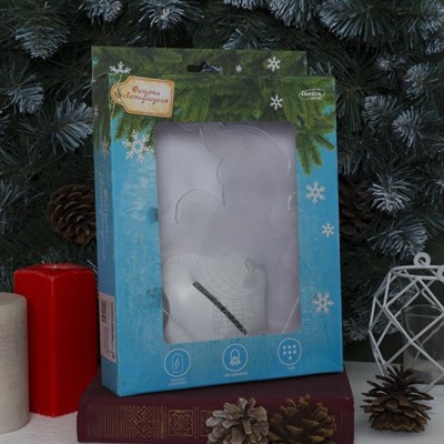 Подставка световая "Снеговик на коньках", 25х18.5 см, 7 LED, 3хААА (не в компл.), БЕЛЫЙ - фото 2030279