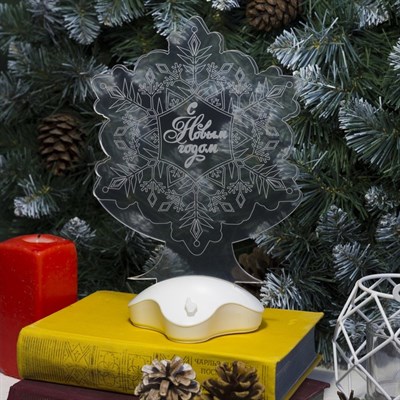 Подставка световая "Снежинка", 22.5х19 см, 7 LED, SMD3528, 3хААА (не в компл.), БЕЛЫЙ - фото 2030312