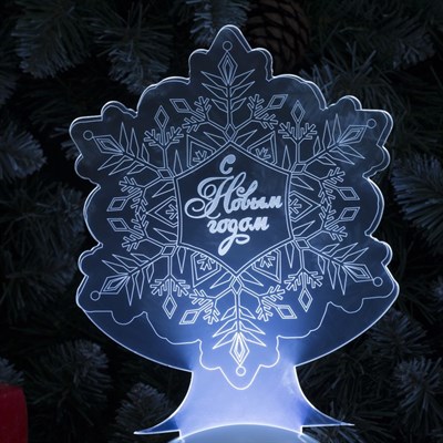 Подставка световая "Снежинка", 22.5х19 см, 7 LED, SMD3528, 3хААА (не в компл.), БЕЛЫЙ - фото 2030313