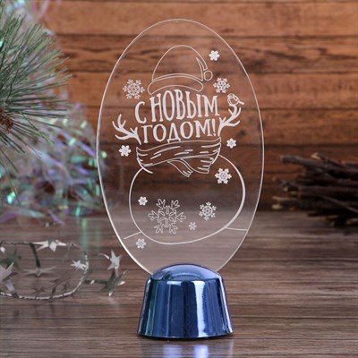 Подставка световая "Снеговик", 14.5х7.5 см, 1 LED, батарейки в комплекте, RGB микс - фото 2030329