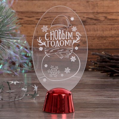 Подставка световая "Снеговик", 14.5х7.5 см, 1 LED, батарейки в комплекте, RGB микс - фото 2030330