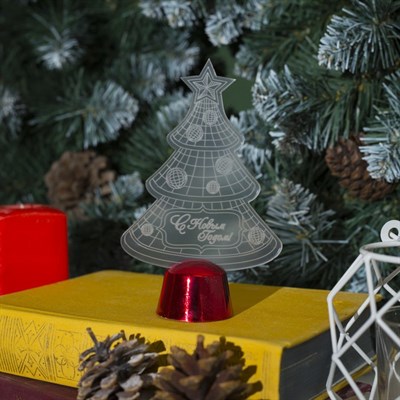 Подставка световая "Елочка с шариками", 14х9.5 см, 1 LED, батарейки в комплекте, RGB - фото 2030334