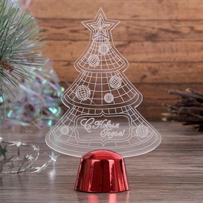 Подставка световая "Елочка с шариками", 14х9.5 см, 1 LED, батарейки в комплекте, RGB - фото 2030338