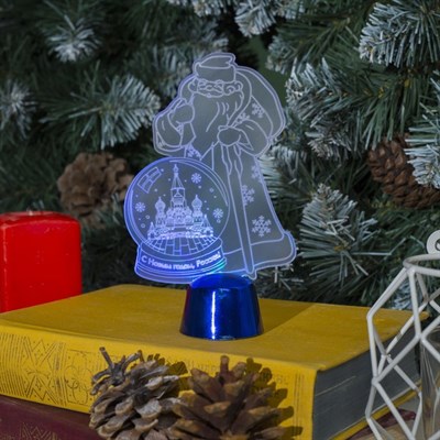 Подставка световая "Дед Мороз, Москва", 14.5х9 см, 1 LED, батарейки в комплекте, RGB микс - фото 2030341