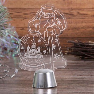 Подставка световая "Дед Мороз, Москва", 14.5х9 см, 1 LED, батарейки в комплекте, RGB микс - фото 2030345