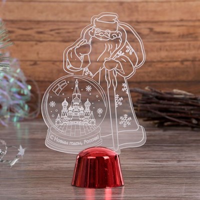 Подставка световая "Дед Мороз, Москва", 14.5х9 см, 1 LED, батарейки в комплекте, RGB микс - фото 2030346