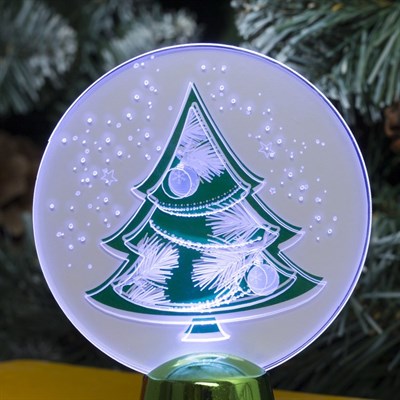 Подставка с динамикой "Елка" (батарейки в комплекте), 11,5 см, 2 LED, БЕЛЫЙ - фото 2030365