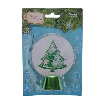 Подставка с динамикой "Елка" (батарейки в комплекте), 11,5 см, 2 LED, БЕЛЫЙ - фото 2030367