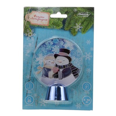 Подставка с динамикой "Влюбленные снеговики" (батарейки в комплекте), 11,5 см, 2 LED, БЕЛЫЙ - фото 2030381