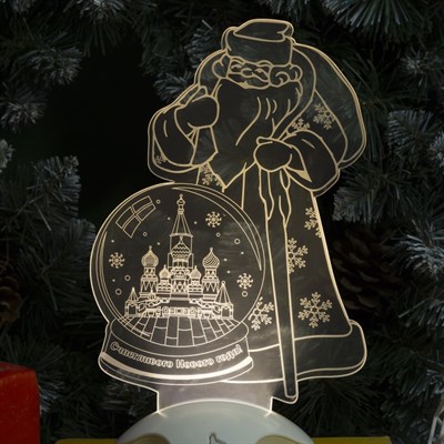 Подставка световая "Дед Мороз, Москва" 25х15.5 см, 7 LED, 3хААА (не в компл.), ТЕПЛО-БЕЛЫЙ - фото 2030385