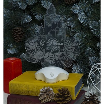 Подставка световая "Свечки", 24х17.5 см, 7 LED, SMD3528, 3хААА (не в компл.), БЕЛЫЙ - фото 2030391