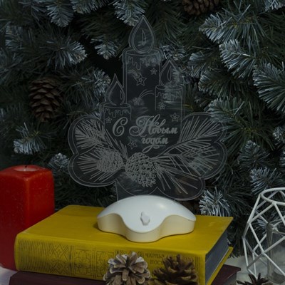 Подставка световая "Свечки", 24х17.5 см, 7 LED, SMD3528, 3хААА (не в компл.), ТЕПЛО-БЕЛЫЙ - фото 2030398