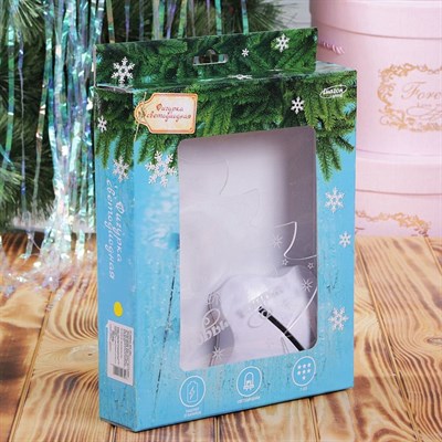 Подставка световая "Елка с часами", 26х17.5 см, 7LED, SMD3528, 3хААА (не в компл.), Т-БЕЛЫЙ - фото 2030433