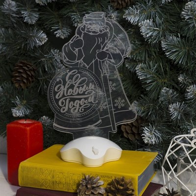 Подставка световая "Дед Мороз, С Новым Годом", 25х15.5 см, 7 LED, 3хААА (не в компл.), БЕЛЫЙ - фото 2030436