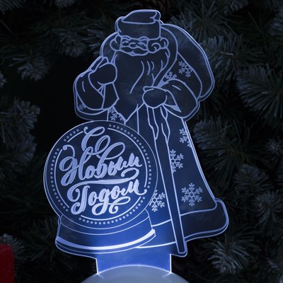 Подставка световая "Дед Мороз, С Новым Годом", 25х15.5 см, 7 LED, 3хААА (не в компл.), БЕЛЫЙ - фото 2030437