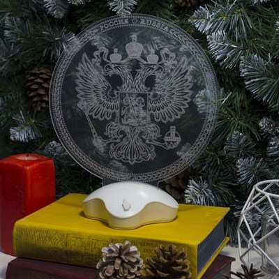 Подставка световая "Герб России", 22.5х19 см, 7 LED, SMD3528, 3хААА (не в компл.), Т-БЕЛЫЙ - фото 2030450 Подставка световая "Герб России", 22.5х19 см, 7 LED, SMD3528, 3хААА (не в компл.), Т-БЕЛЫЙ - фото 2030450