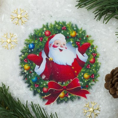 Световая картинка на магните "Санта"(батарейки в комплекте), оптоволокно, 1 LED, RGB - фото 2030457