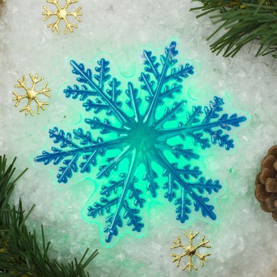 Световая картинка на присоске "Снежинка"(батарейки в комплекте), оптоволокно, 1 LED, RGB - фото 2030472