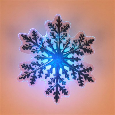 Световая картинка на магните "Снежинка"(батарейки в комплекте), оптоволокно, 1 LED, RGB - фото 2030476