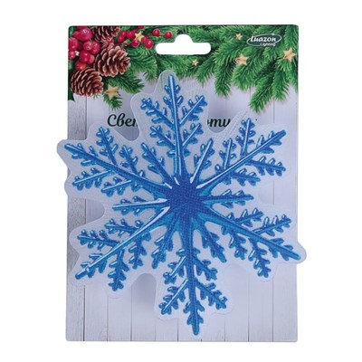 Световая картинка на магните "Снежинка"(батарейки в комплекте), оптоволокно, 1 LED, RGB - фото 2030477