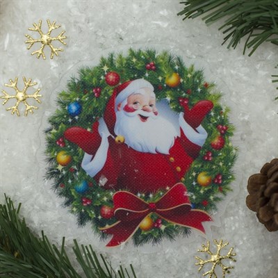 Световая картинка на присоске "Санта"(батарейки в комплекте), оптоволокно, 1 LED, RGB - фото 2030485