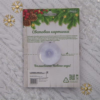 Световая картинка на присоске "Снеговичок"(батарейки в комплекте), оптоволокно, 1 LED, RGB - фото 2030491