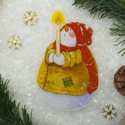 Световая картинка на магните "Снеговик рождественский"(батарейки в комплекте), 1 LED, RGB - фото 2030499