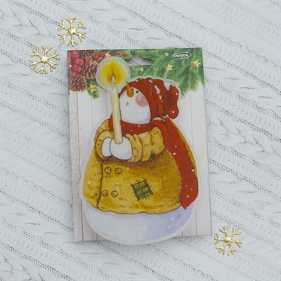 Световая картинка на магните "Снеговик рождественский"(батарейки в комплекте), 1 LED, RGB - фото 2030500